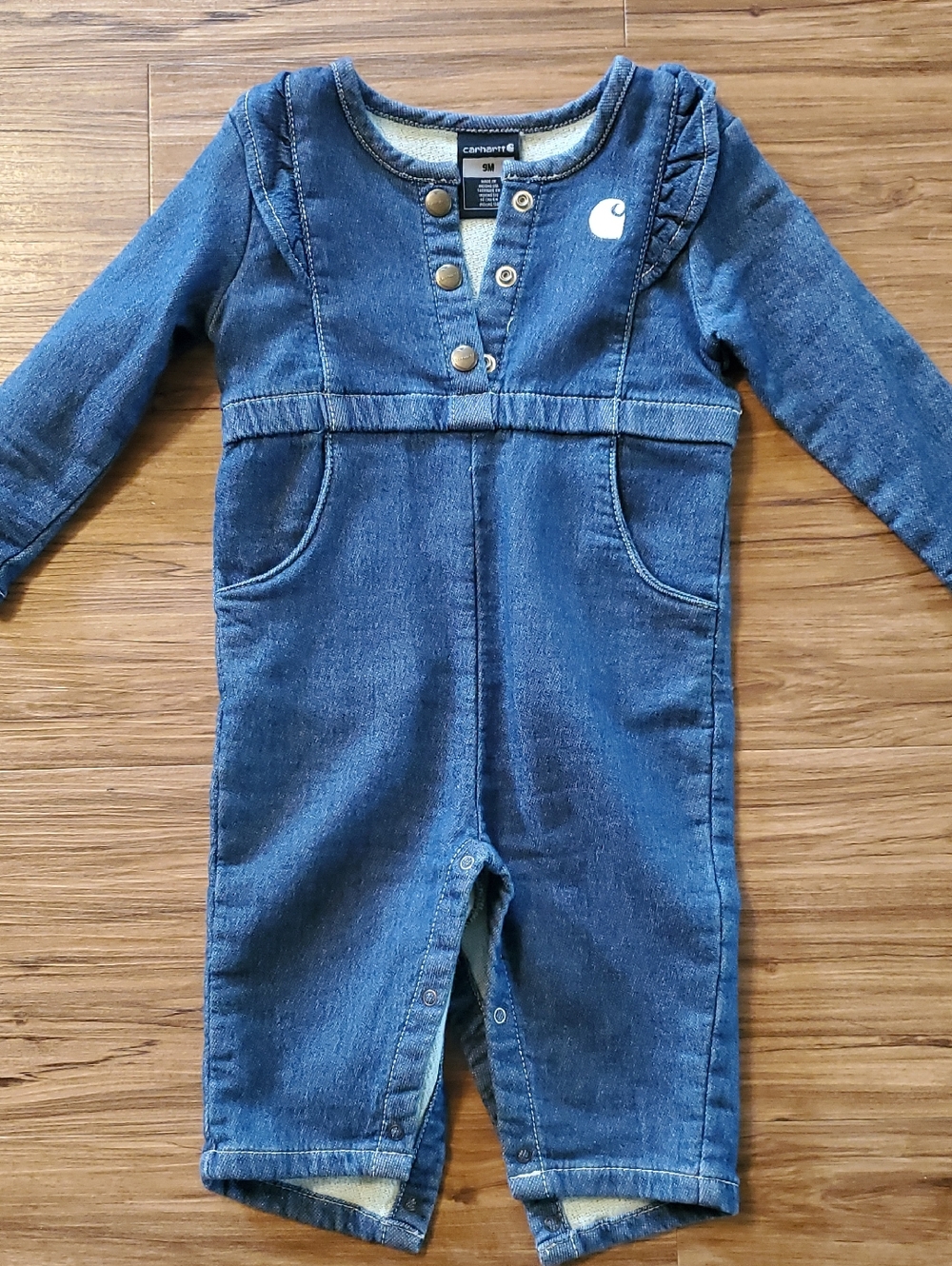 Carhartt Girls' Blue Denim One-Piece Romper